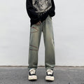 Men Jeans Washed Worn Jeans Men's Autumn and Winter Loose Wide Leg Pants Straight-Leg Pants
