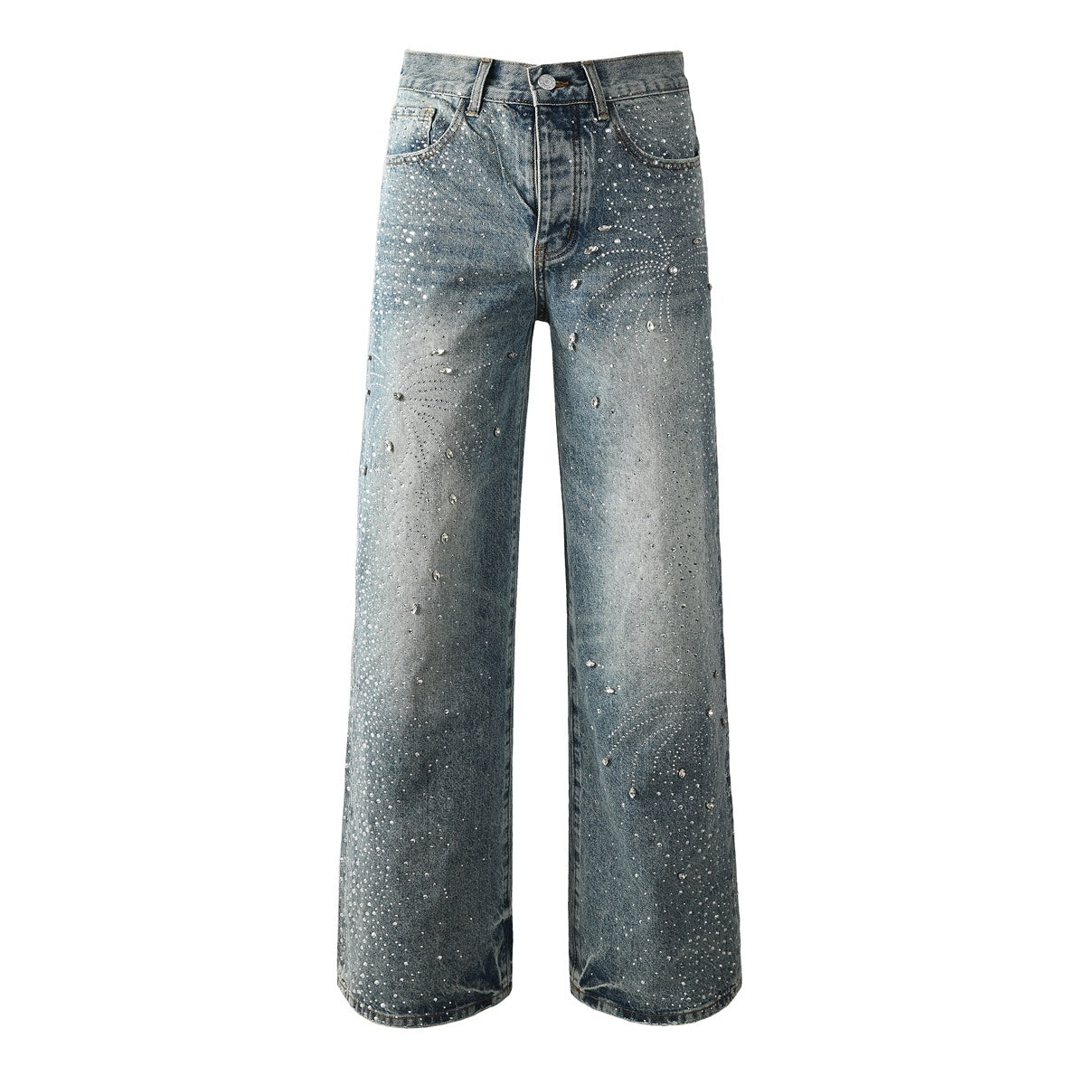 Mens trendy purple jeans, 100% cotton Jeans Rhinestones #9133