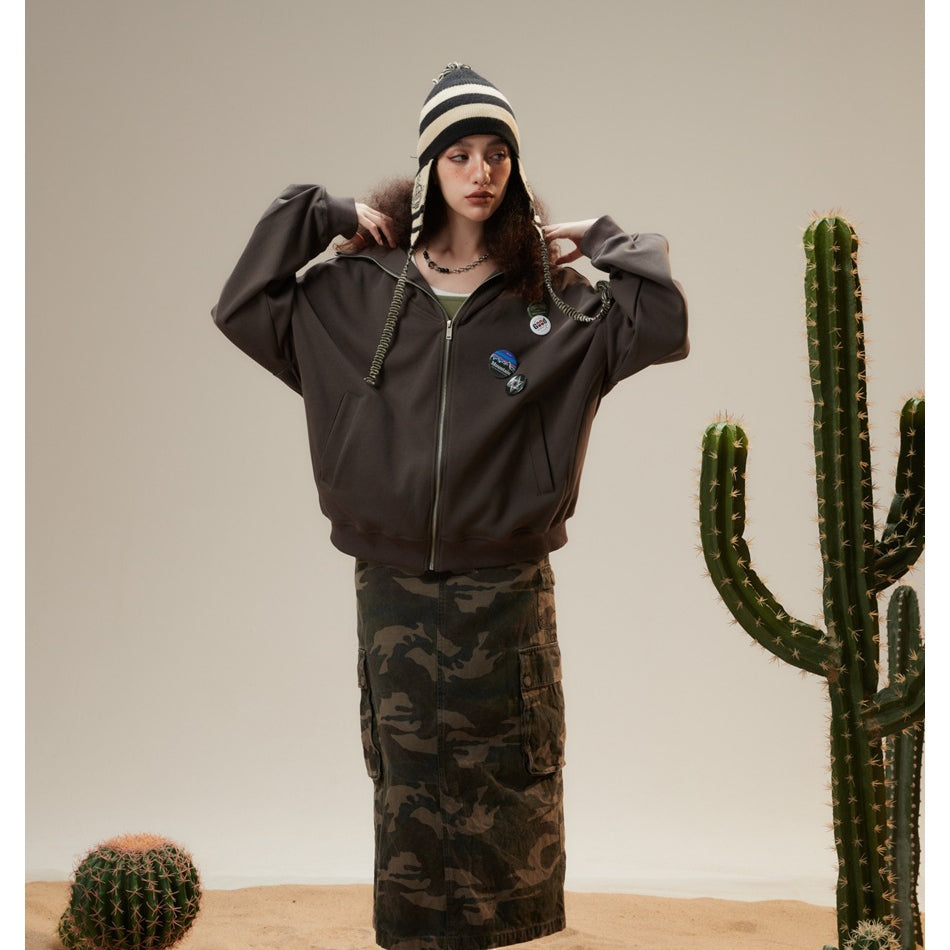 Unisex Jacket Vintage Hooded Hooded Jacket Windproof Collar Sweater Jacket