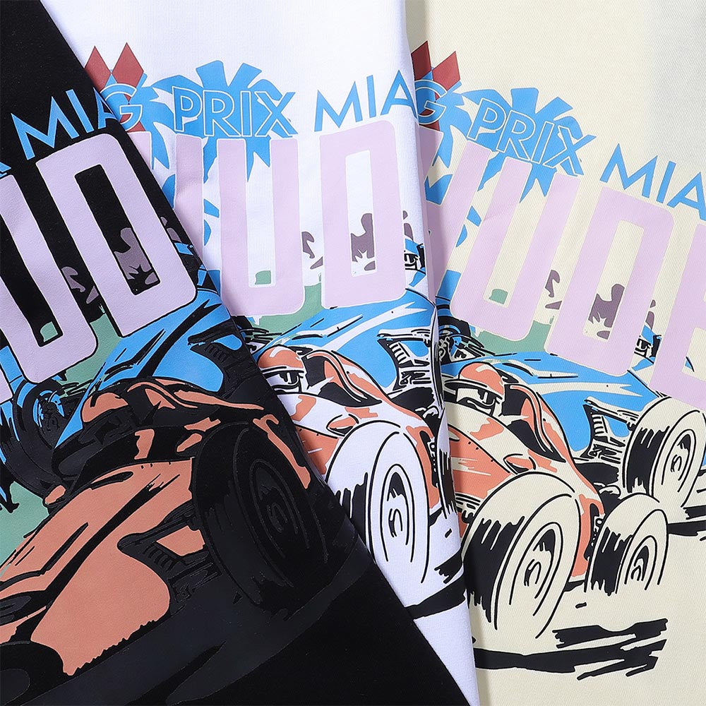 Rhude T Shirts Retro Racing Printed Cotton Casual Short Sleeve Men and Women