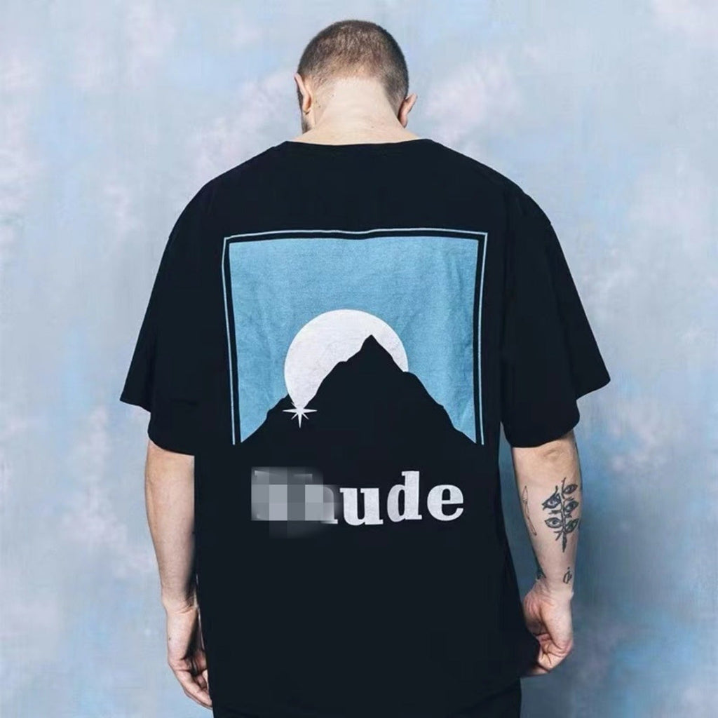 Rhude T Shirt Classic Sunset Theme Printed Short Sleeve T-Shirt