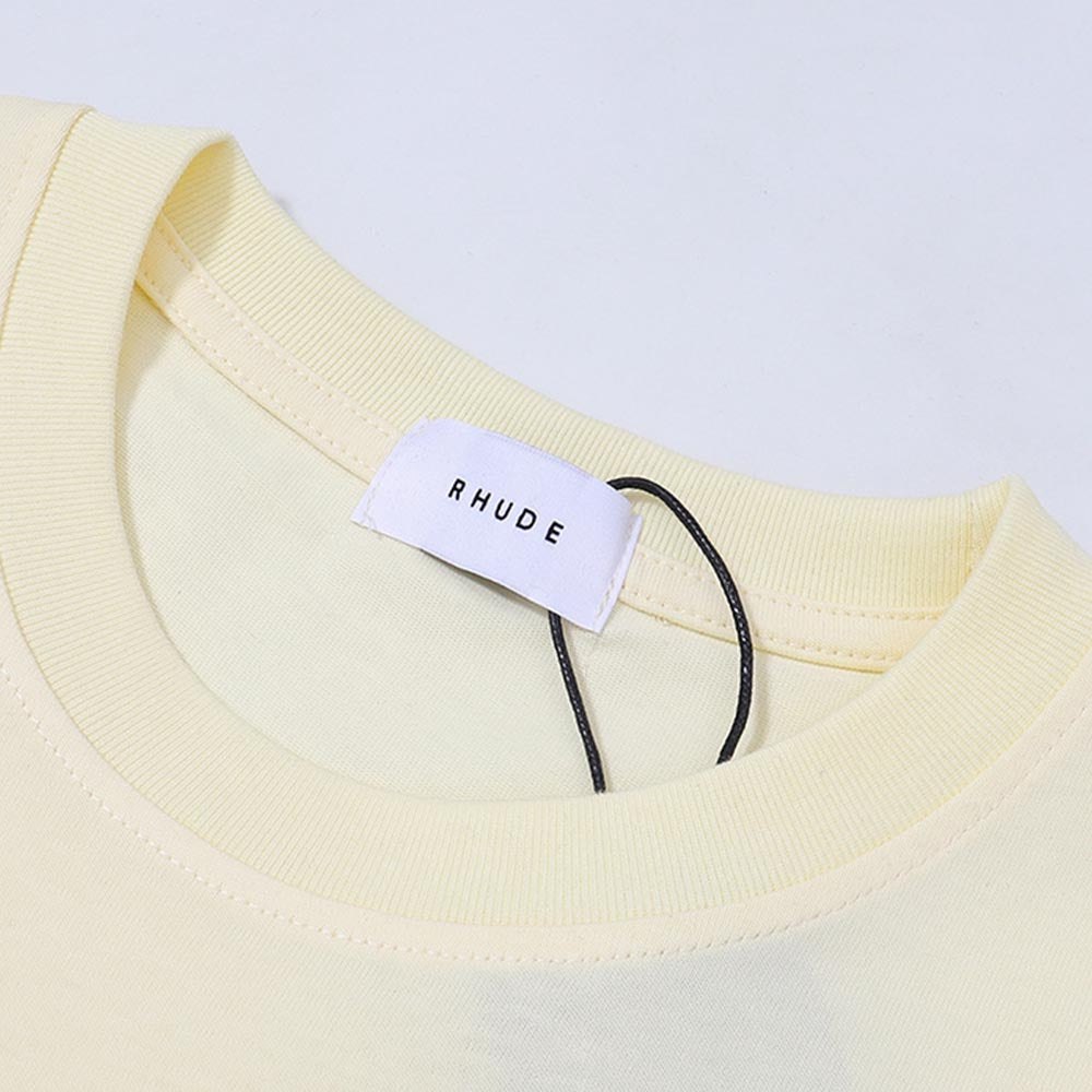Rhude T Shirts Flag Floral Print Cotton Casual Loose Short Sleeve Men and Women