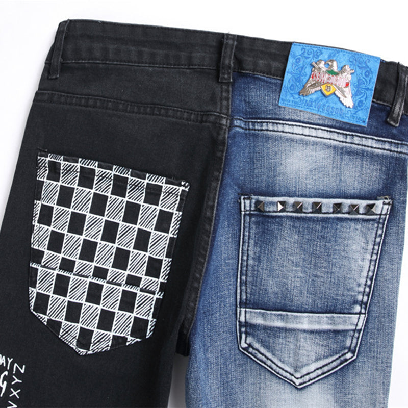Mens Fashion Jeans Blue and black color scheme 3538#