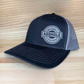 Trendy flat brimmed snapback hats leather label mesh hat