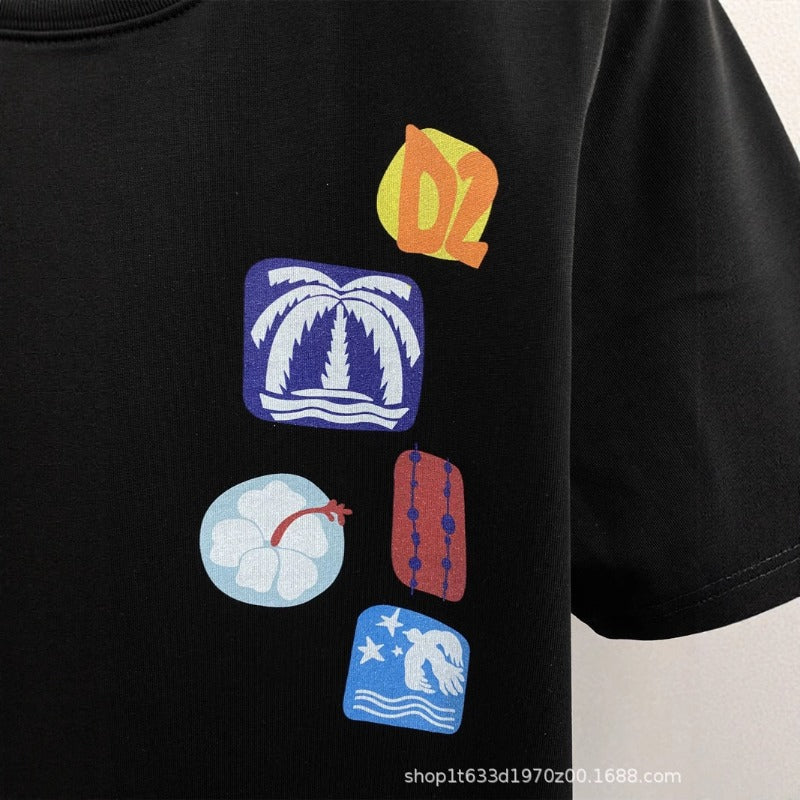 DSQ2 T Shirts D2 Color Printed Short Sleeves