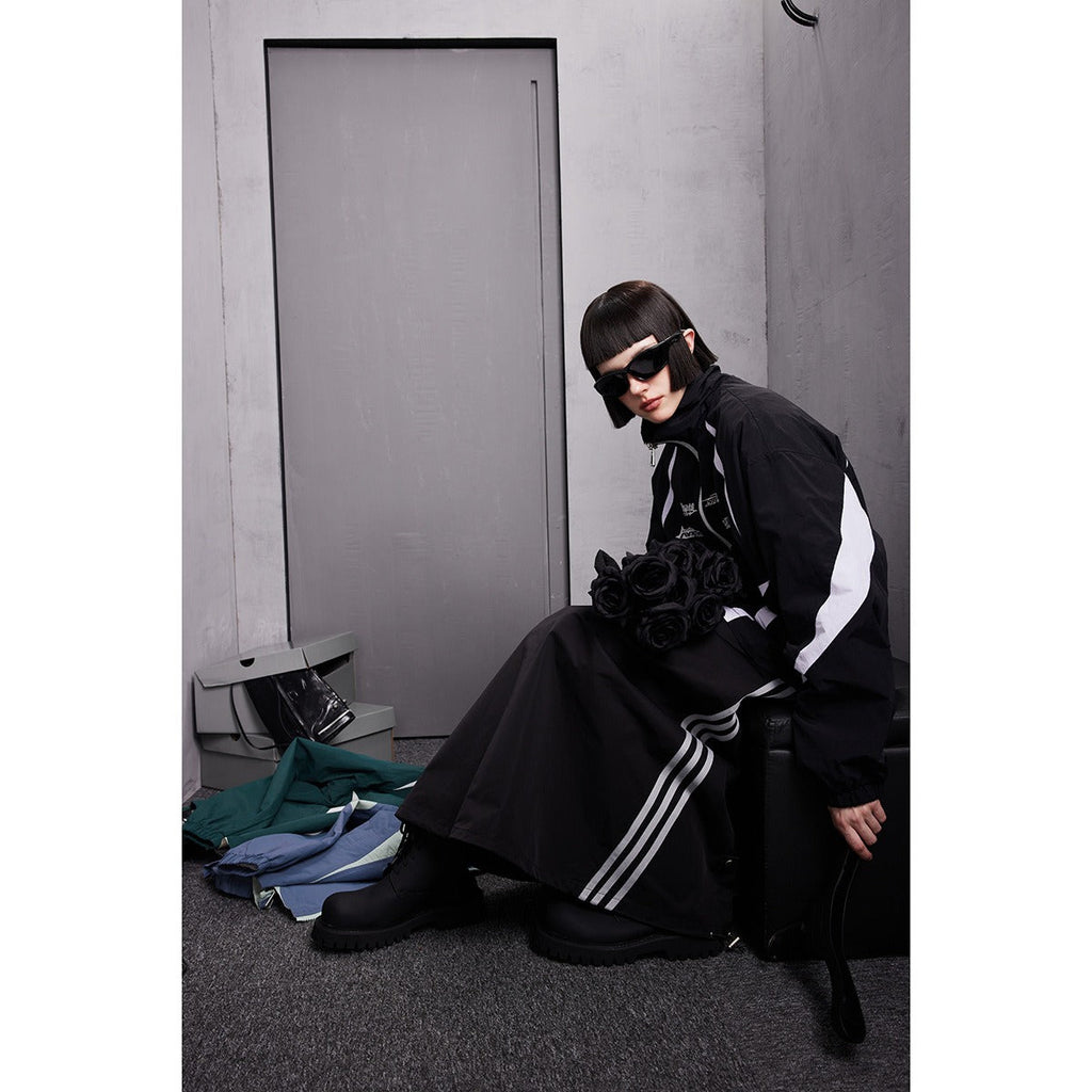 Unisex Jacket Vintage Sports Jacket Men's and Women's Patchwork Stand-up Collar Jacket