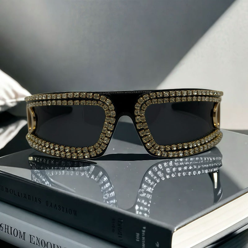 Trendy punk glasses with diamonds