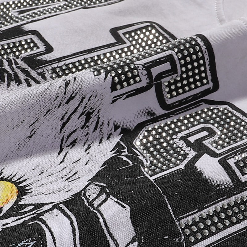 MAJESTIK T Shirts Eagle Football Graphic Crop Tee Hot Diamond