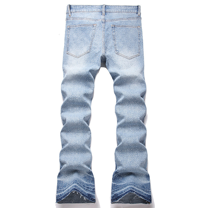 Mens Fashion Jeans rhinestones Wide-leg pants 5722#