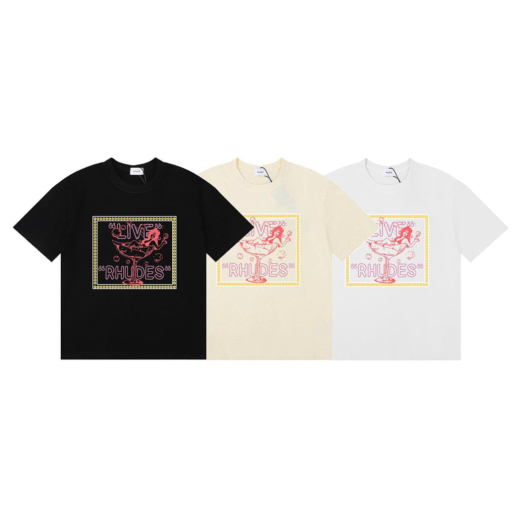 Rhude T Shirts goblet bikini beautiful women print cotton casual short sleeves men and women