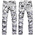 Mens Fashion Jeans Street newspaper style 5011#