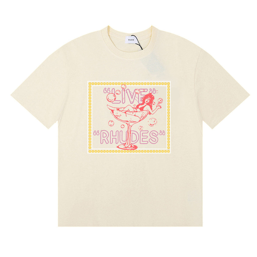 Rhude T Shirts goblet bikini beautiful women print cotton casual short sleeves men and women