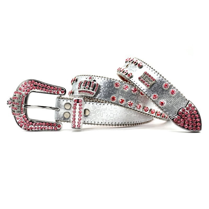 Hip-hop punk rhinestone belt rhinestone crown belt
