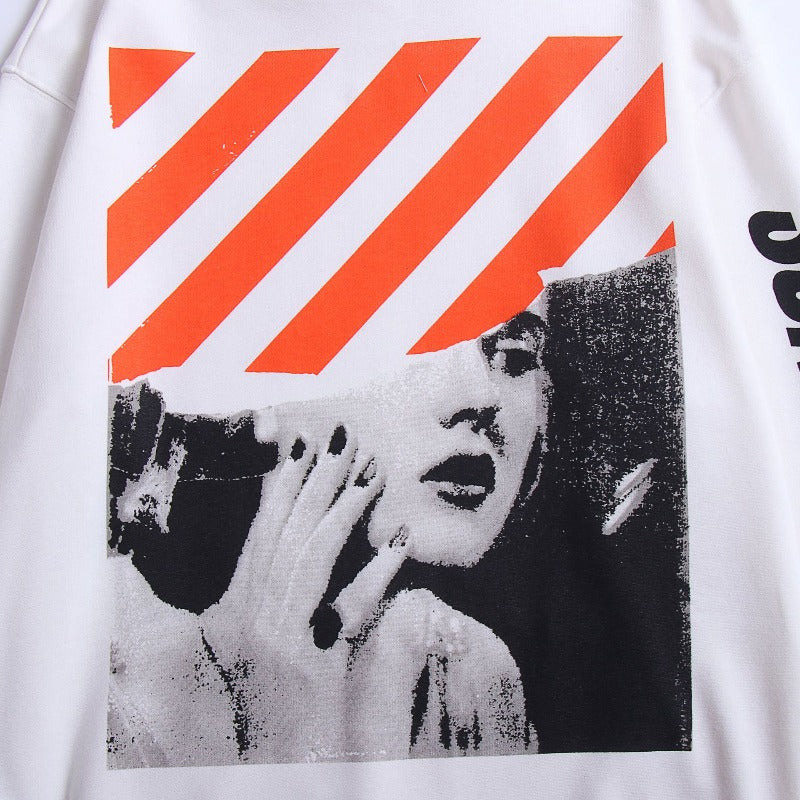 OW  hoodie 梦露图案印花套头连帽