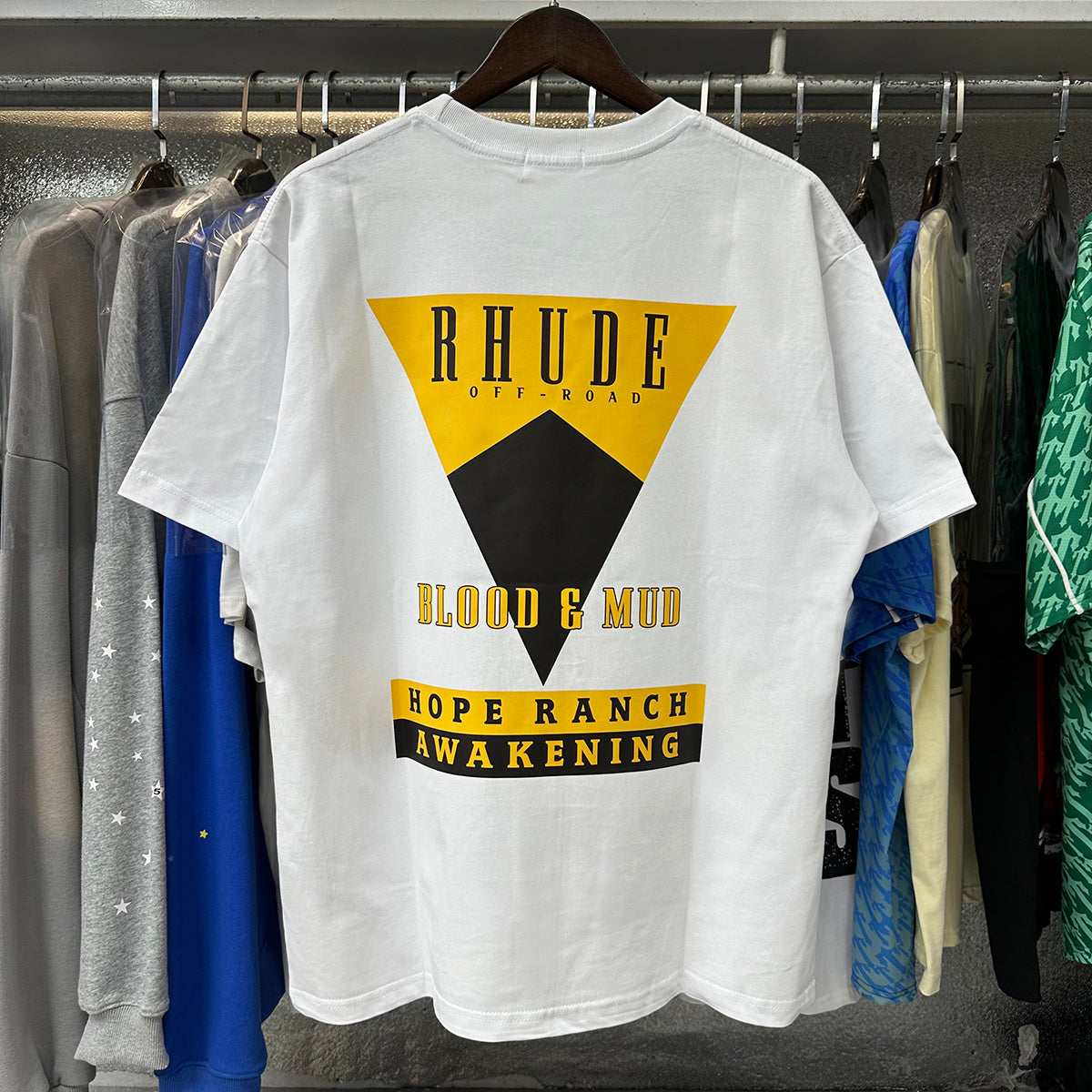 Rhude T Shirts Inverted Triangle Printing Cotton Casual Short Sleeve Men and Women