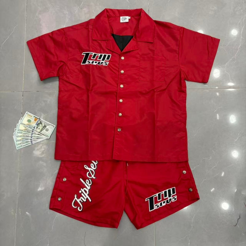 TRIPLE SEVENS T Shirts embroidery shorts set