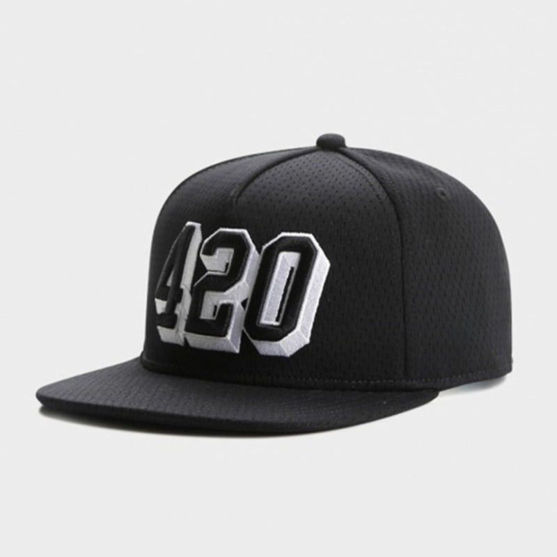 Trendy flat brimmed snapback hats letter420 adjustable quick-drying and breathable