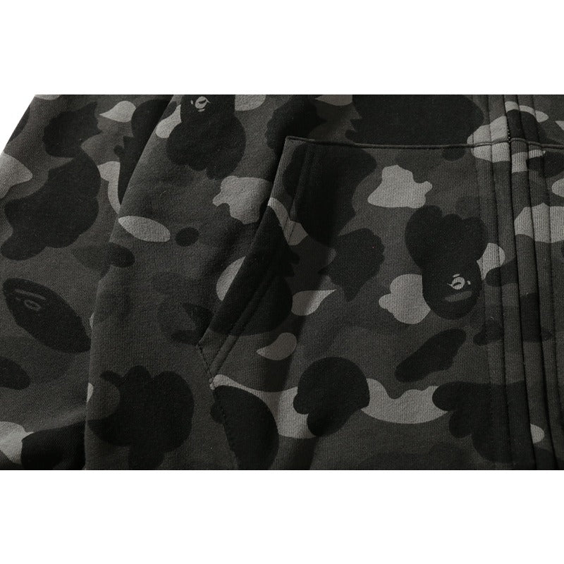 Bathing Ape Hoodie Camouflage Shark Tiger Head Double Hat Sweater