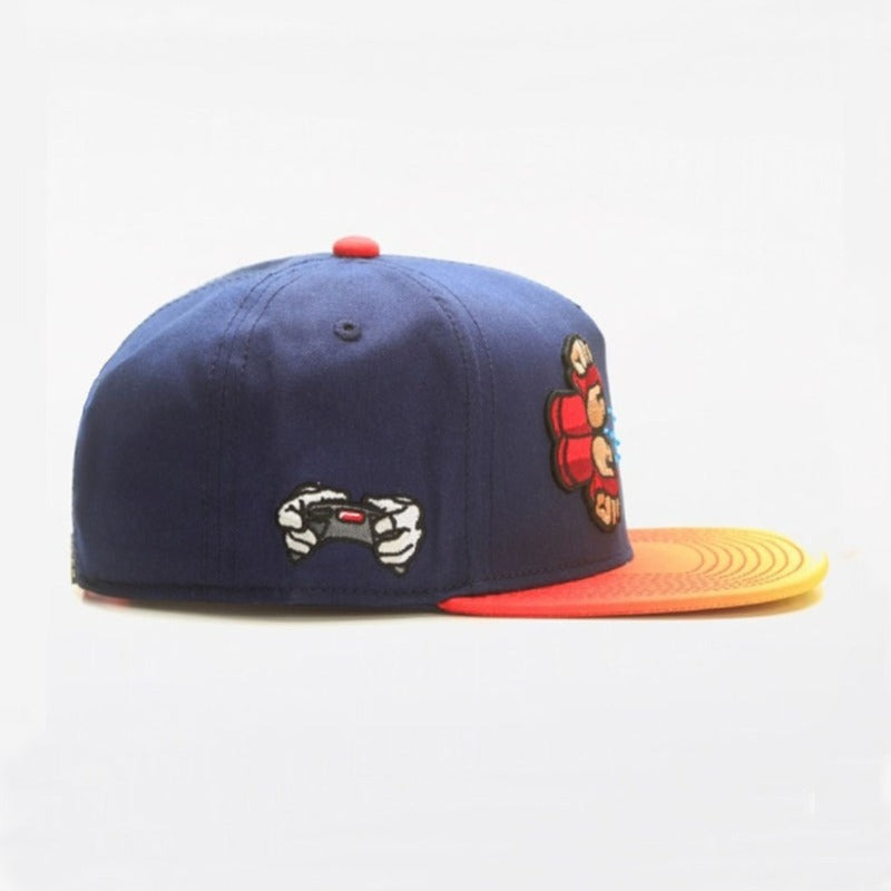 Trendy flat brimmed snapback hats cartoon embroidered