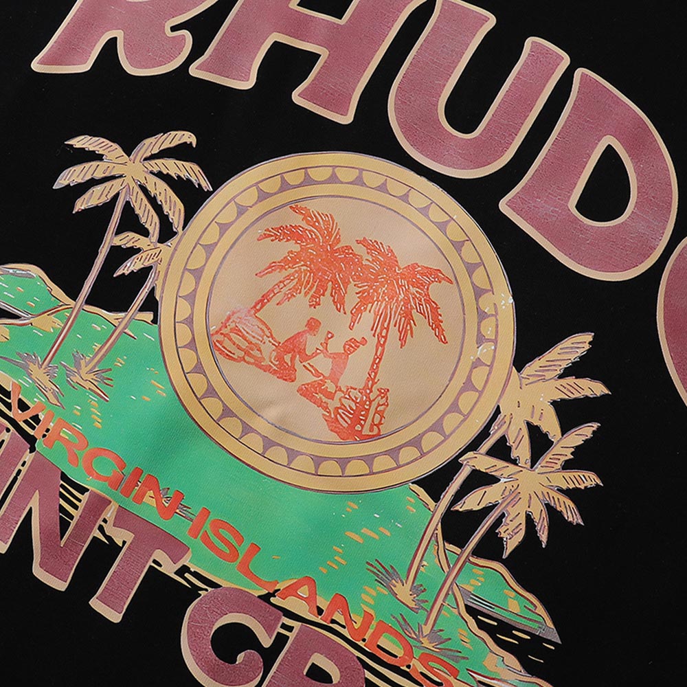 Rhude T Shirts Coconut Printed Cotton Casual Short Sleeve Men and Women