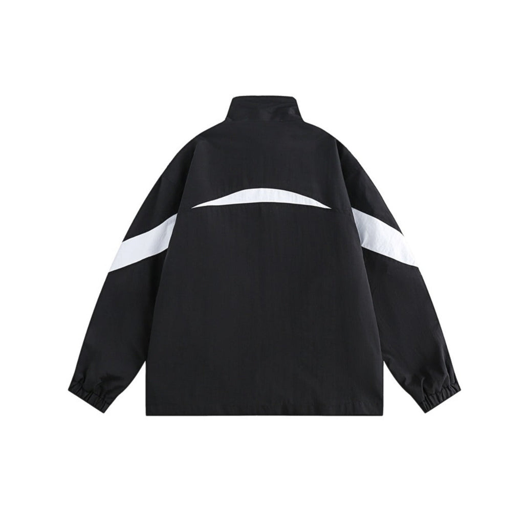 Unisex Jacket Vintage Sports Jacket Men's and Women's Patchwork Stand-up Collar Jacket