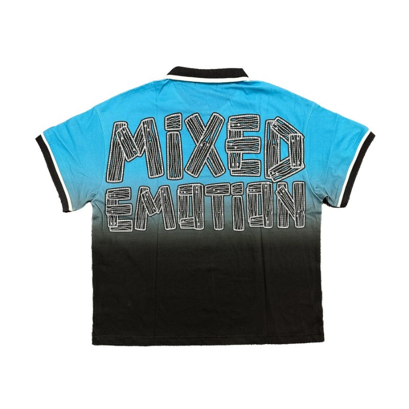 Mixed Emotion T-Shirt polo shirt lapel mesh casual loose short sleeves