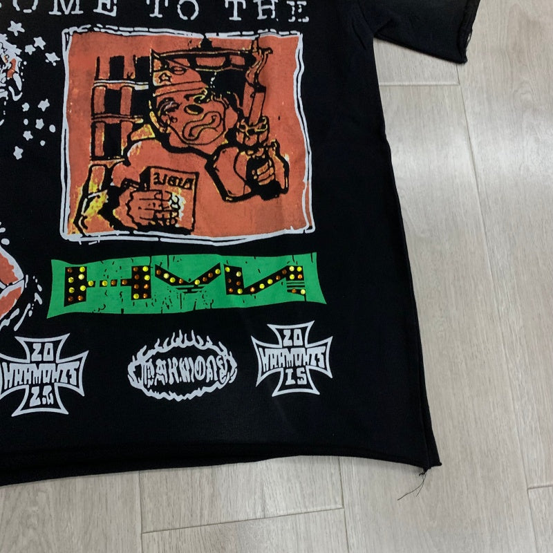 HARMONY T Shirts Street tide brand hot diamond washing water is old
