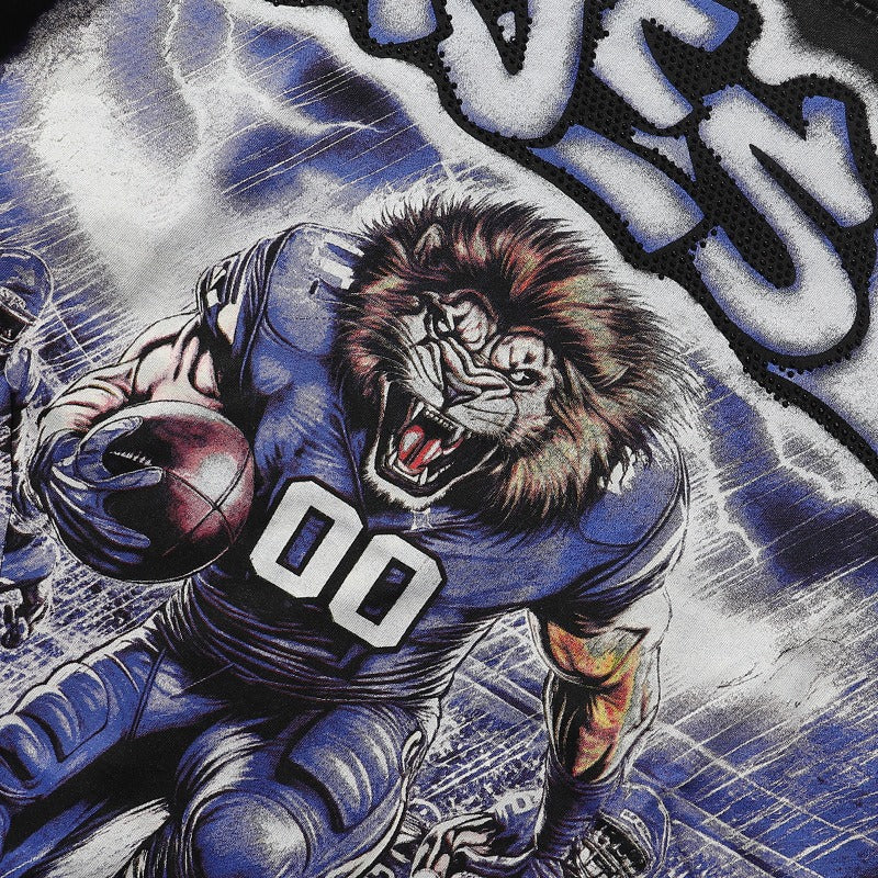 MAJESTIK T Shirts Lion Football Graphic Crop Tee Hot Diamond Design