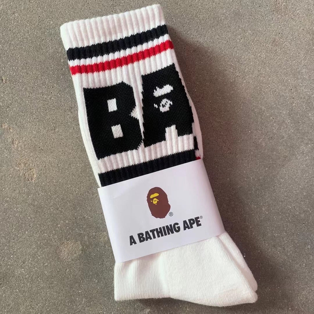 Bathing Ape Bape Socks ape head socks men and women medium tube towel bottom outdoor actual combat elite training sports basketball socks