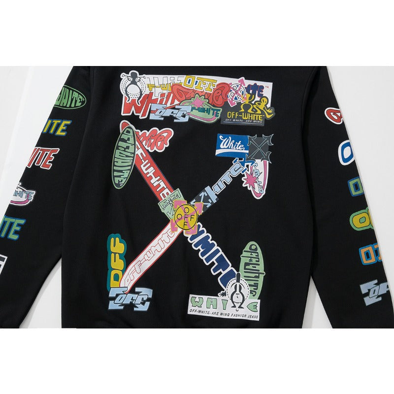 OW  hoodie Slogan Cartoon Arrow Pattern Pullover Hood