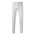 Mens trendy purple jeans, 100% cotton High Street Distressed