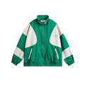 Unisex Jacket Vintage Colorblock Hood Coat Loose Sports Top