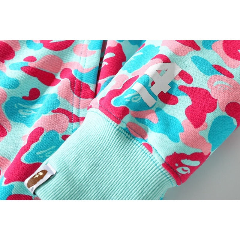 Bathing Ape Hoodie Miami Two-Hat Cardigan Zipper Fall/Winter Velvet Shark