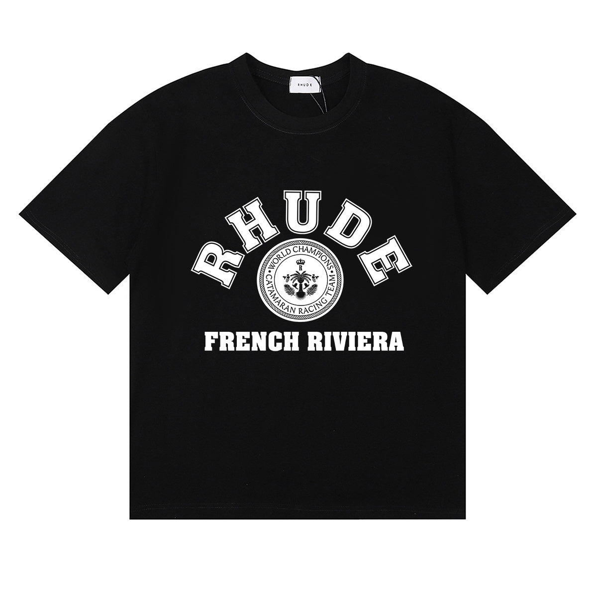 Rhude T Shirts French Cote d'Azur Printed Cotton Casual Short Sleeves Men and Women
