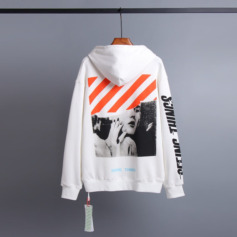 OW  hoodie 梦露图案印花套头连帽