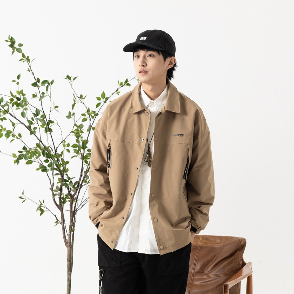Unisex Jacket Loose Lapels Coach Jacket Men's Cargo Coat