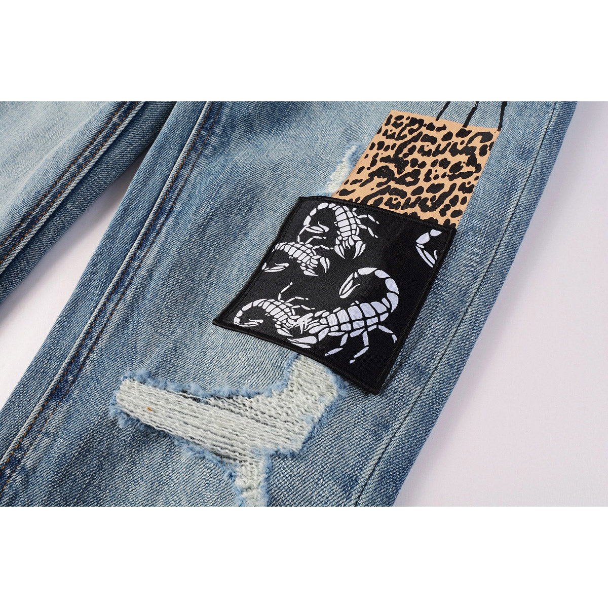 KSUBI Jeans Slim Fit Casual Stretch Ripped Jeans