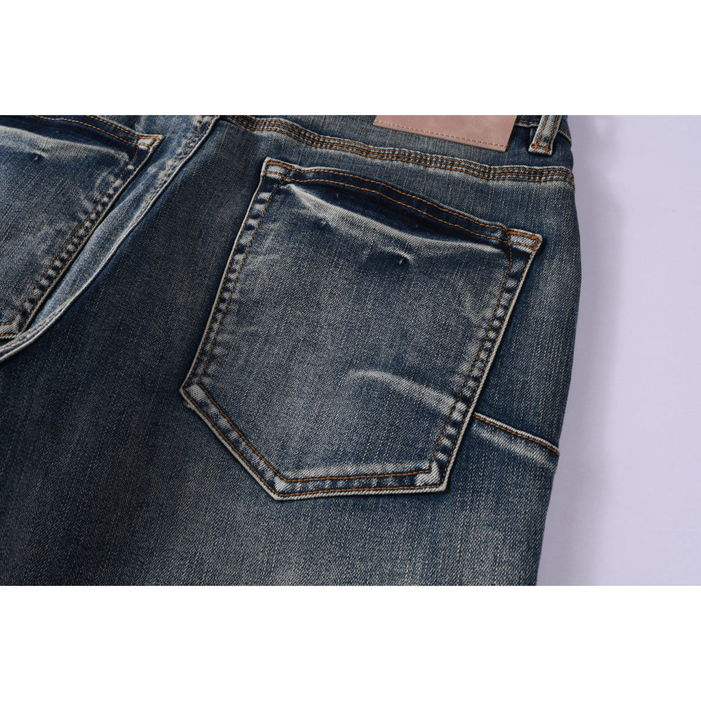 Mens trendy purple jeans, 100% cotton High Street Distressed