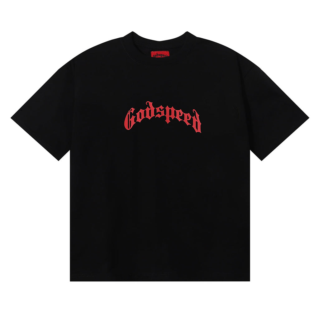 Godspeed T Shirts Skull Rose Clock Plate Double Yarn Cotton Casual Short Sleeve Men and Women