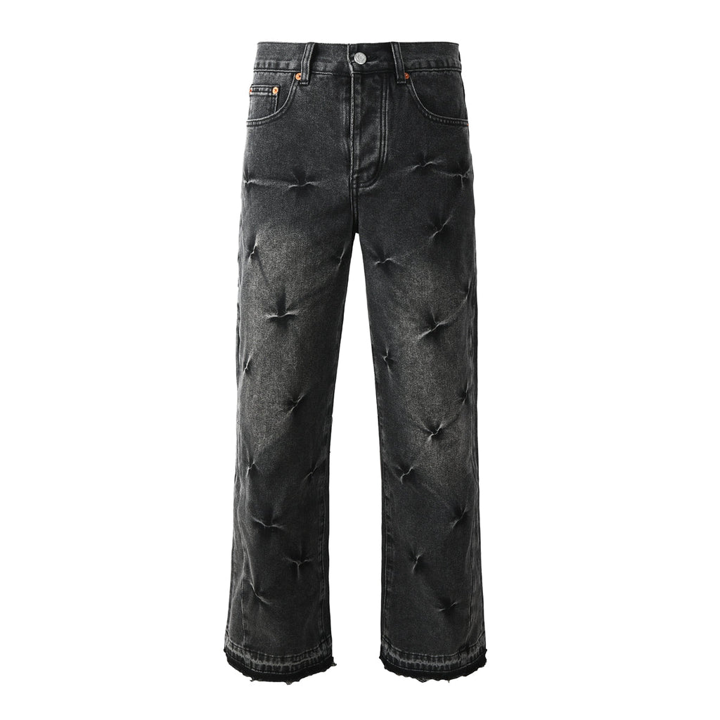 Mens trendy purple jeans, 100% cotton High Street Distressed