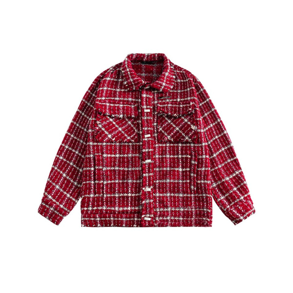 Unisex Jacket Retro Lapels Jacket Plaid Coat