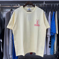 Rhude T Shirts Sunday Morning Fever Pink Arrow Print Men's and Women's Crew Neck Short Sleeves