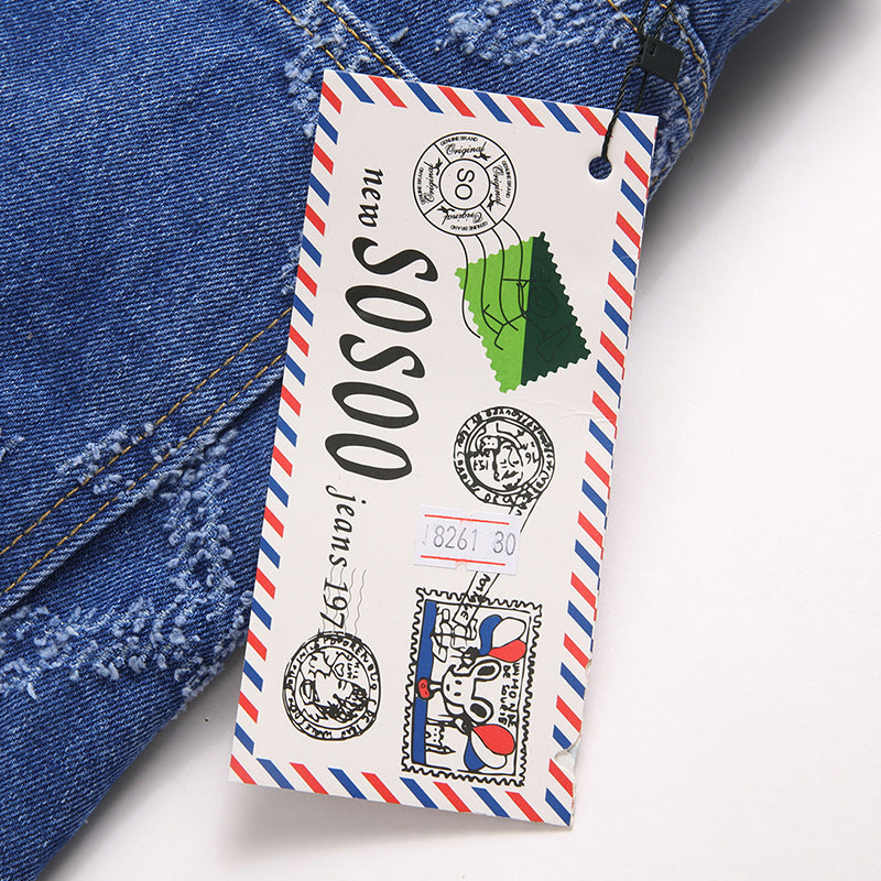 Mens Fashion Jeans Chain embroidery S8261#