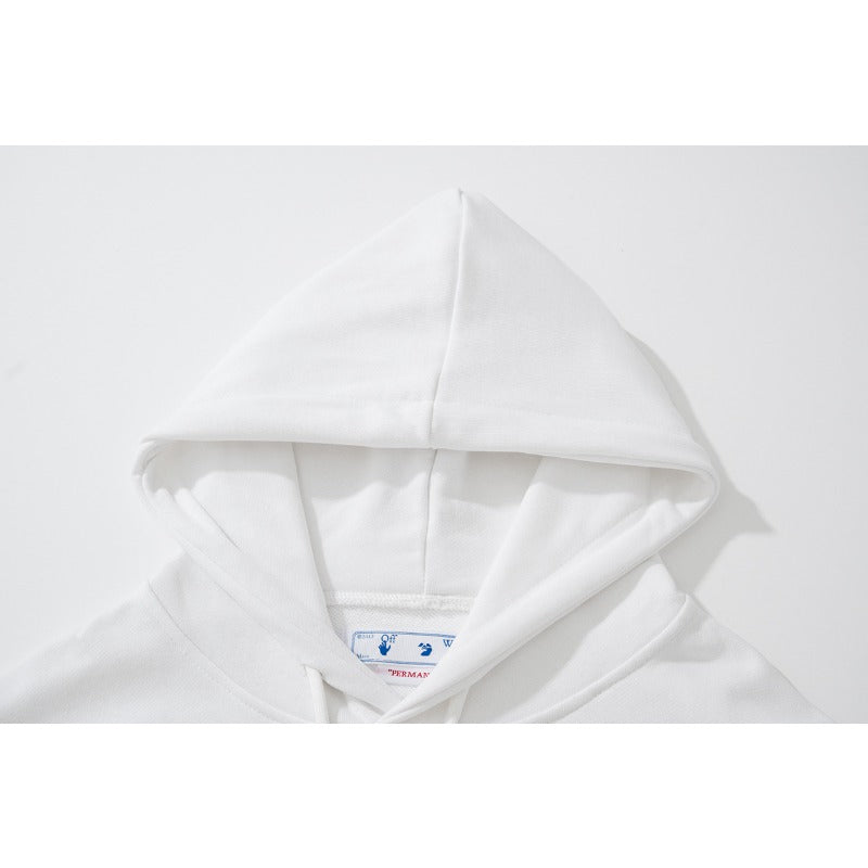 OW  hoodie Multicolored Leaf Arrow Pattern Crew Neck Hoodie
