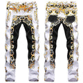 Mens Fashion Jeans Flame Print 584#