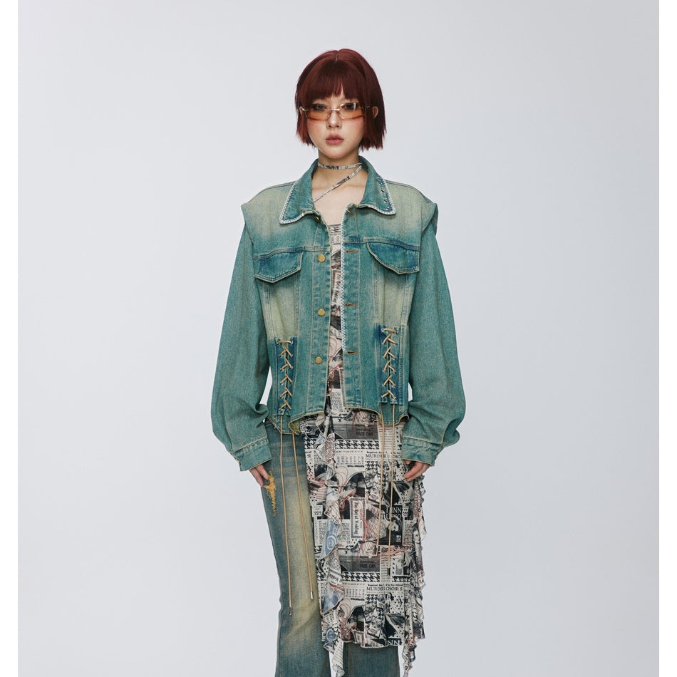 Unisex Jacket Retro Washed Denim Jacket Coat
