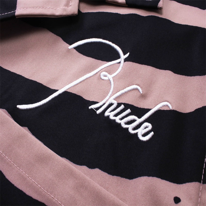 Rhude T Shirt Zebra Letter Embroidery Casual Short Sleeve Shirt, Shorts