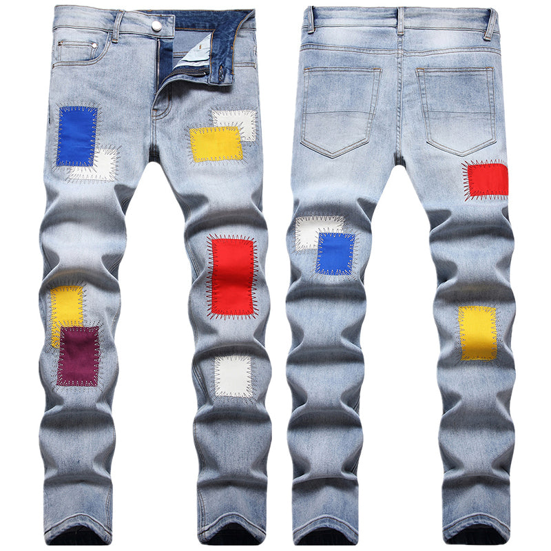 Mens Fashion Jeans Colored patch 8831#