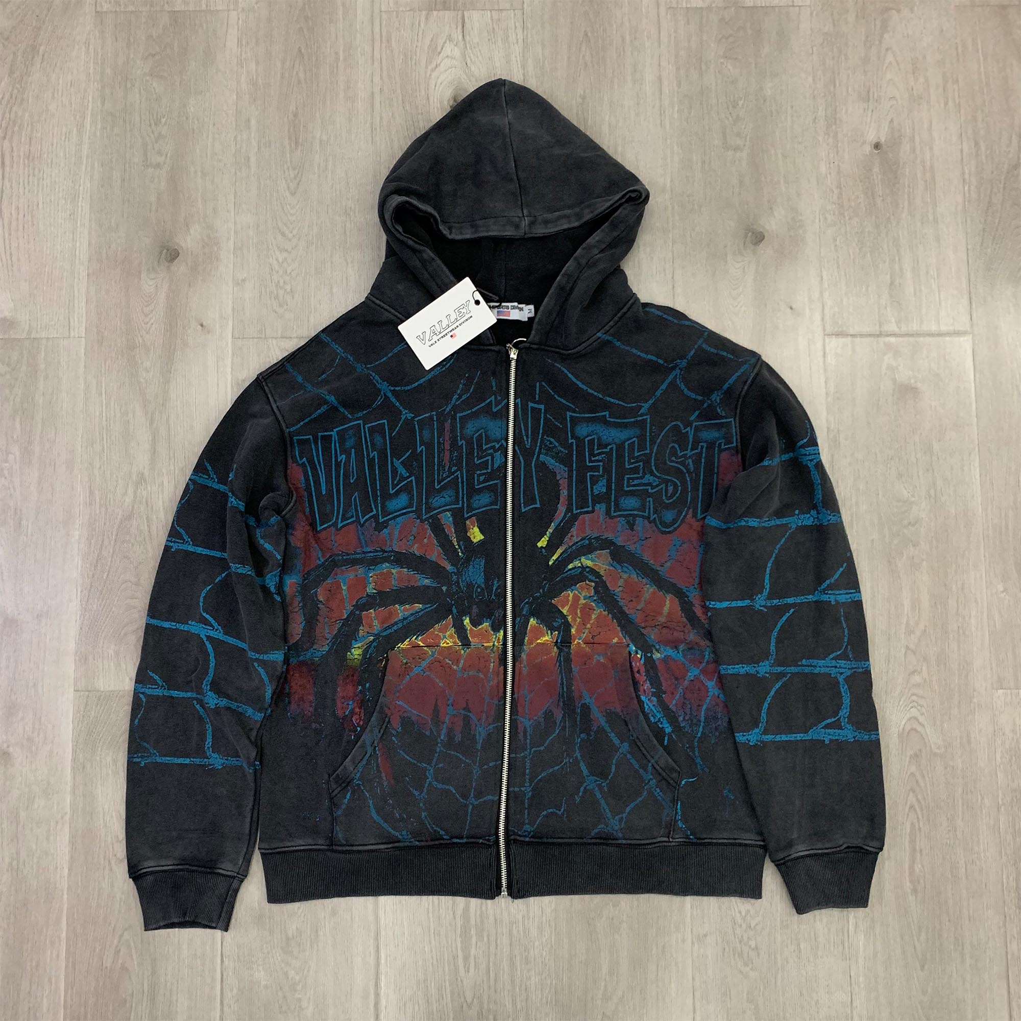 Valeforever Vale Hoodie Spider Web Print Cardigan