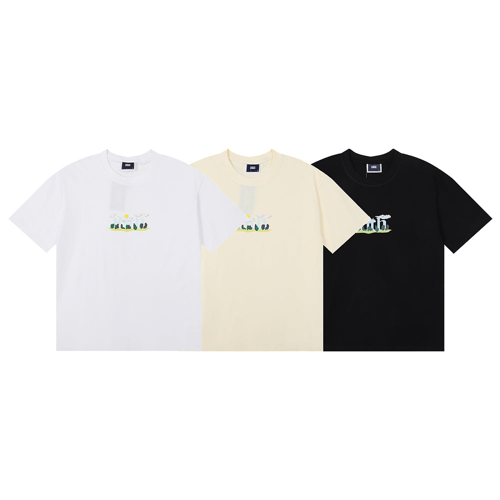 Kith T-Shirt KITH White Cloud Sun Forest Print